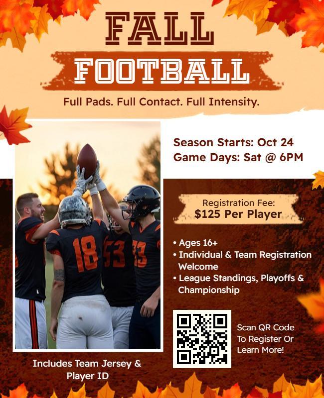Fall Football League Registration Flyer Template