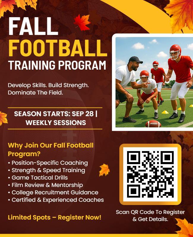 Fall Football Training Program Flyer Template