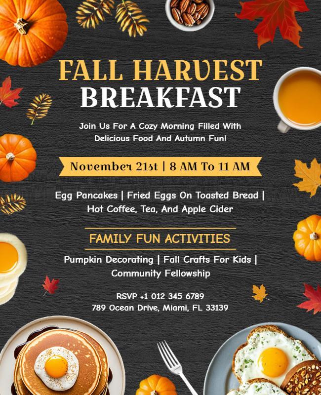 Fall Harvest Breakfast Family Activities Flyer Template