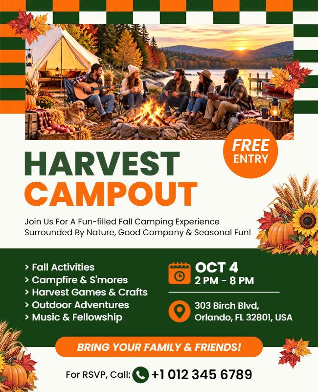 Fall Harvest Campout Event Flyer Template