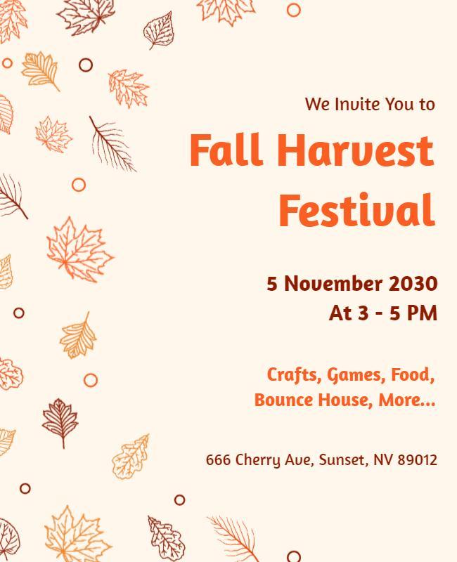 Fall Harvest Festival Invitation Flyer Template