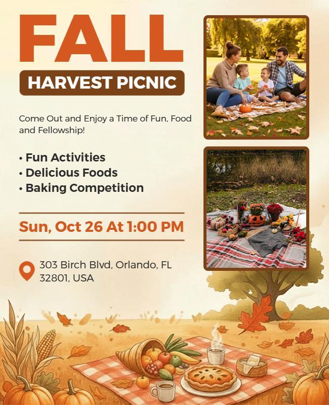 Fall Harvest Picnic Event Flyer Template