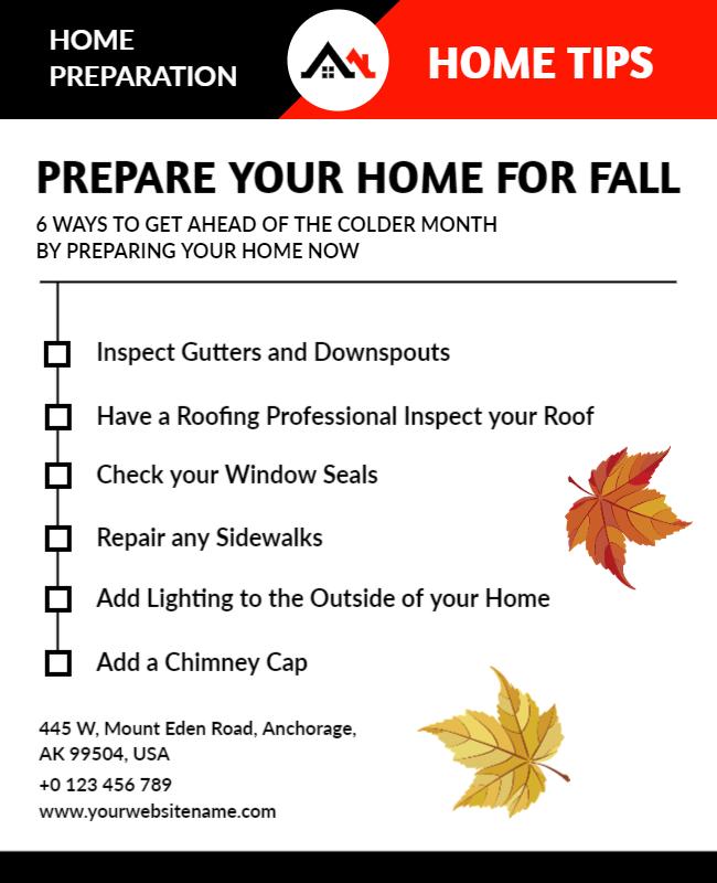 Fall Home Preparation Tips Flyer Template