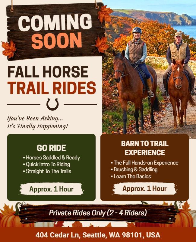 Fall Horse Trail Riding Adventure Flyer Template