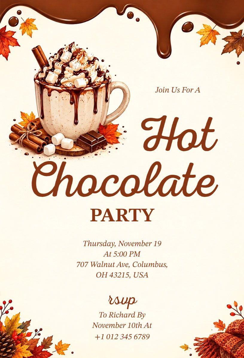 Fall Hot Chocolate Party Invitation Template