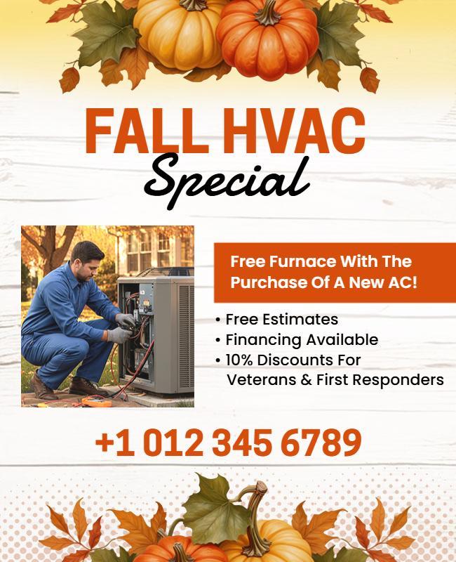 Fall HVAC Seasonal Special Promotion Flyer Template