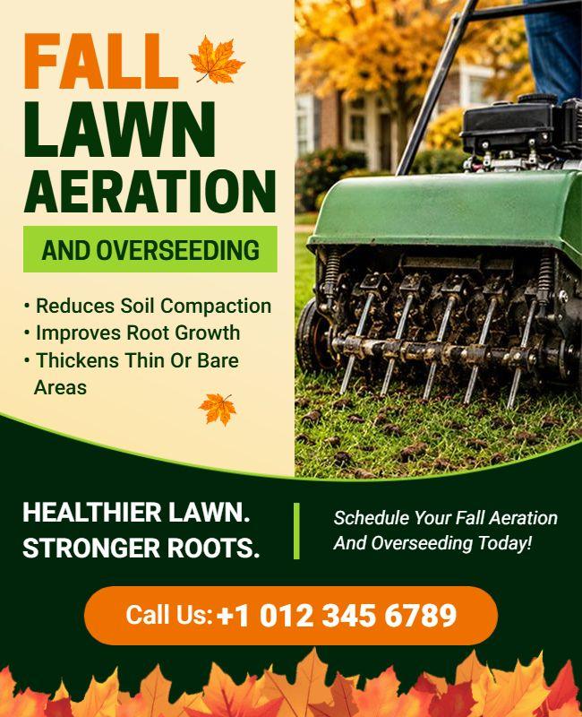 Fall Lawn Aeration and Overseeding Service Flyer Template