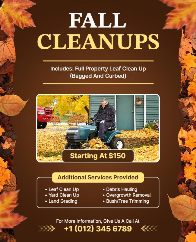 Fall Leaf Cleanup Services Flyer Template