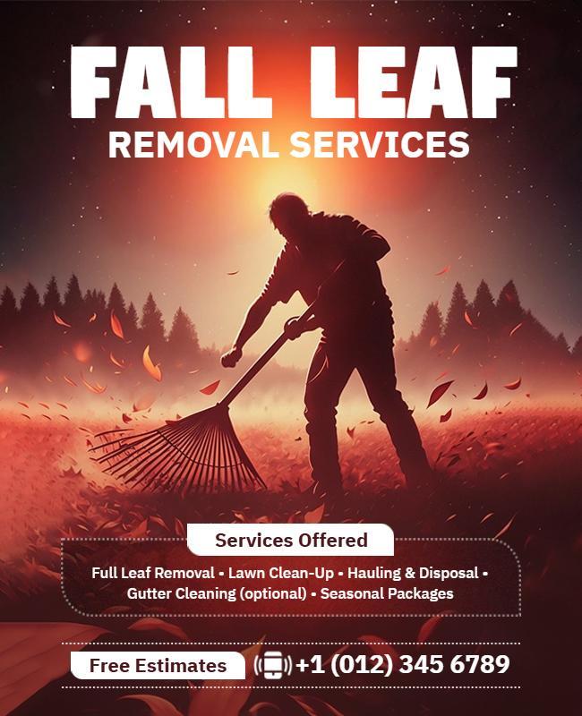 Fall Leaf Removal Services Promotional Flyer Template