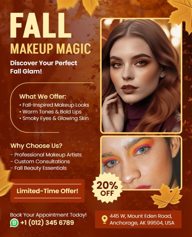 Fall Makeup Magic Promotional Flyer Template