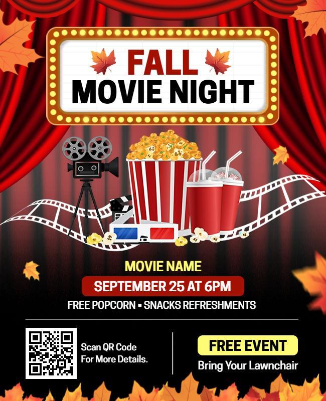Fall Movie Night Event Flyer Template
