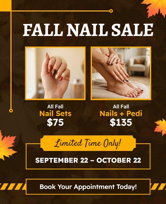 Fall Nail Salon Sale Promotion Flyer Template