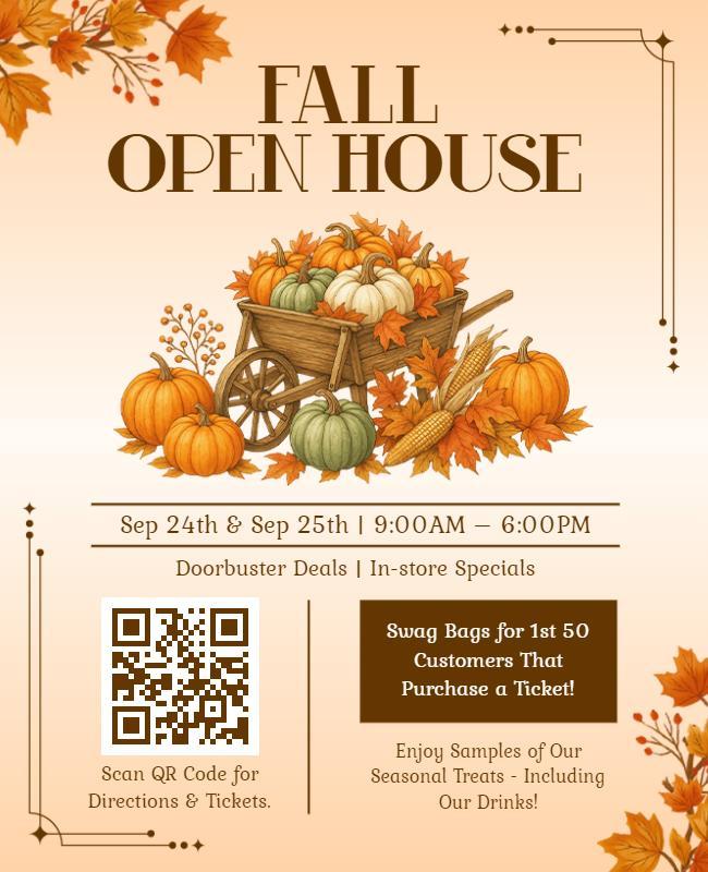 Fall Open House with Seasonal Treats Flyer Template