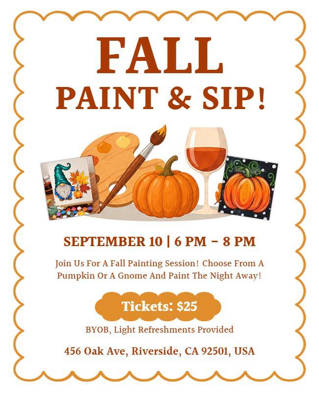 Fall Paint and Sip Event Flyer Template