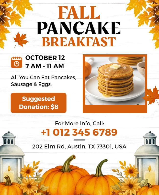 Fall Pancake Breakfast Event Flyer Template