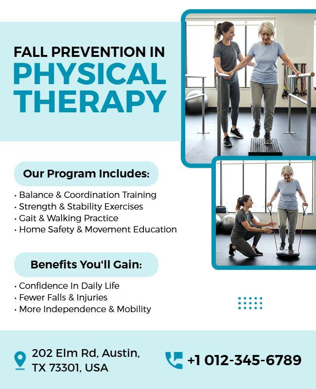 Fall Prevention Physical Therapy Program Flyer Template