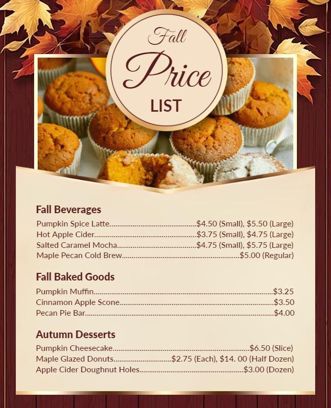 Fall Price List Flyer Template