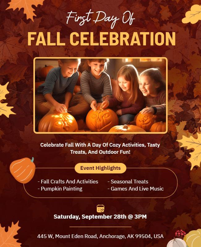 Fall Pumpkin Carving Celebration Flyer Template