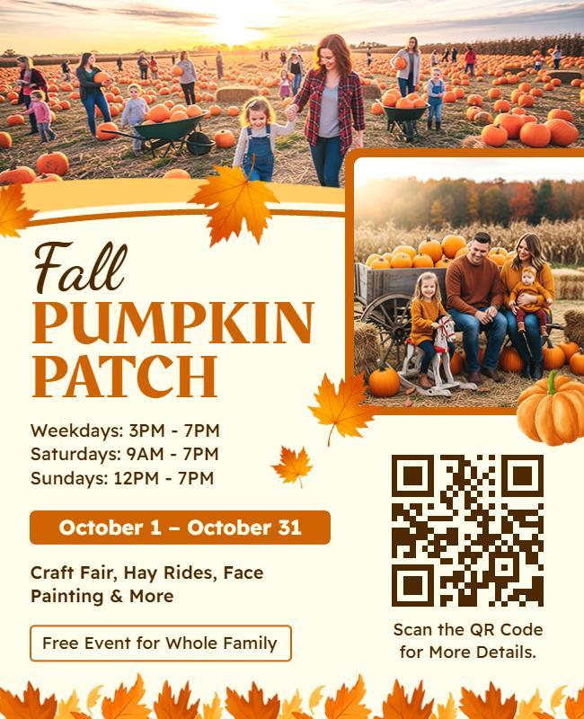 Fall Pumpkin Patch Family Event Flyer Template