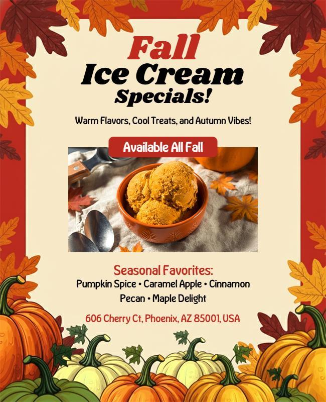 Fall Seasonal Ice Cream Specials Flyer Template