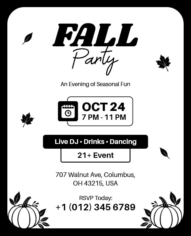 Fall Seasonal Party with DJ and Dancing Flyer Template