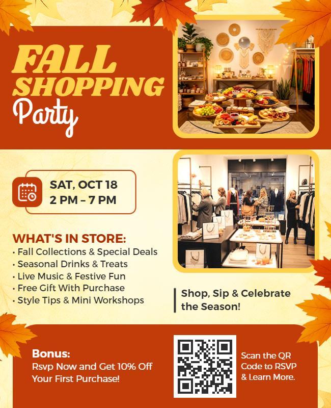 Fall Shopping Party Celebration Flyer Template