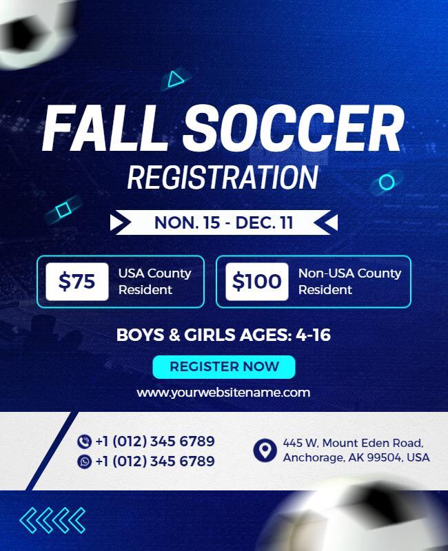 Fall Soccer Registration Event Flyer Template