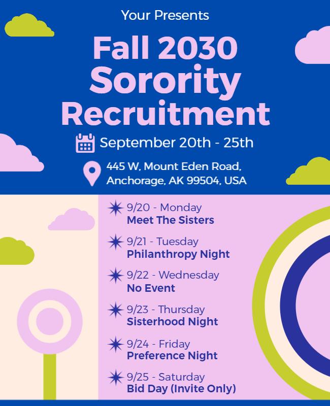 Fall Sorority Recruitment Event Flyer Template