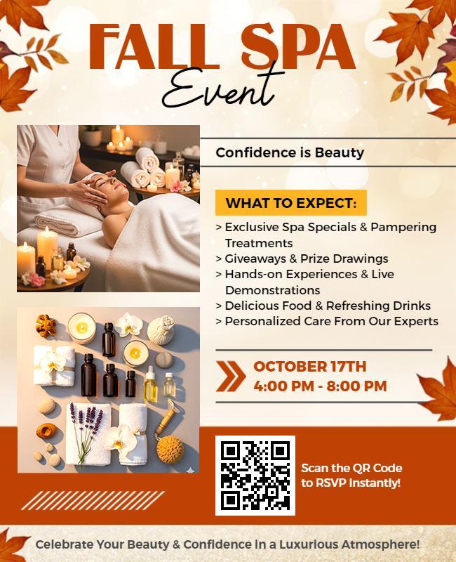Fall Spa Event Pampering Experience Flyer Template