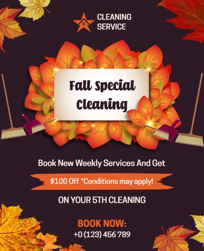 Fall Special Cleaning Service Promotion Flyer Template