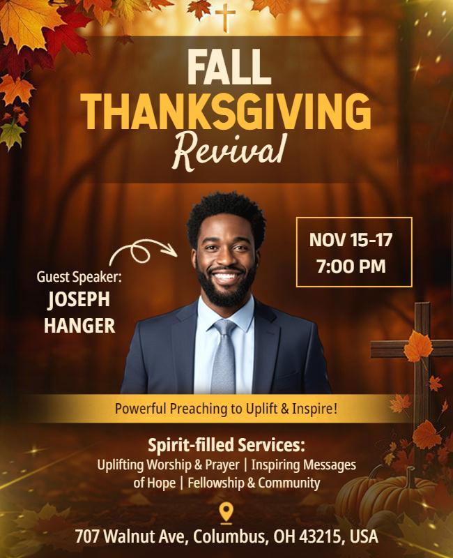 Fall Thanksgiving Revival Event Flyer Template