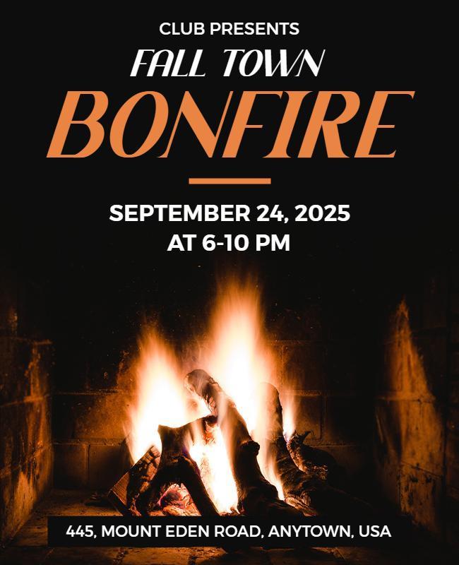 Fall Town Bonfire Event Flyer Template