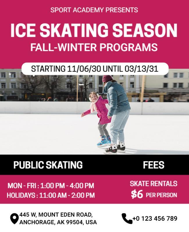 Fall Winter Ice Skating Season Flyer Template