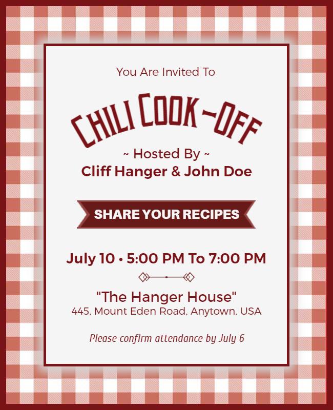 Falu Red Chili Cook Off Flyer or Chili Contest Flyer Template