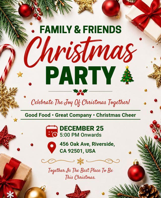 Family and Friends Christmas Party Flyer Template
