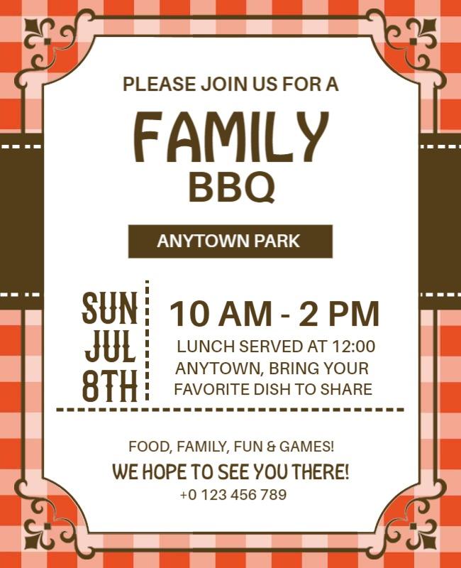 Family Barbecue Picnic Event Flyer Template