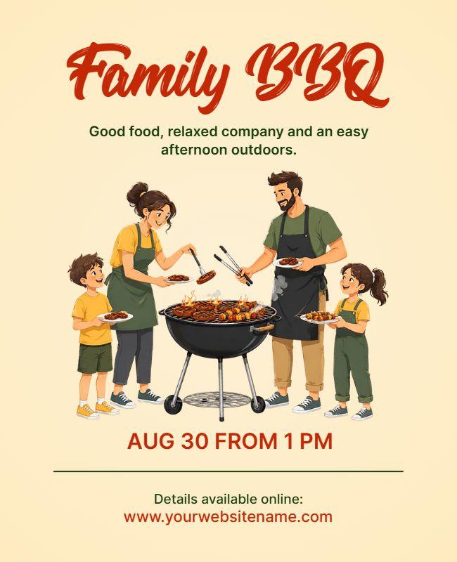Family BBQ Event Announcement Poster Template