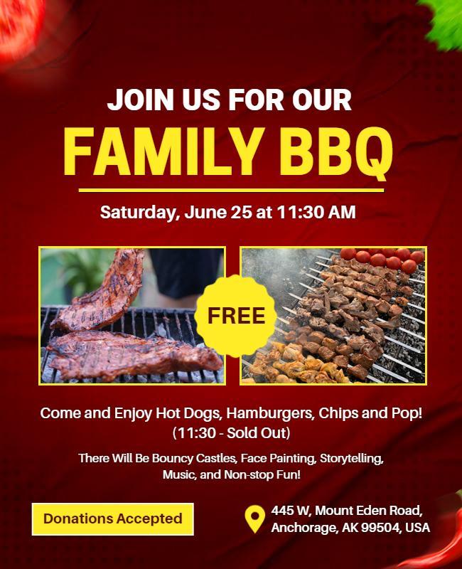 Family Bbq Event Invitation Flyer Template