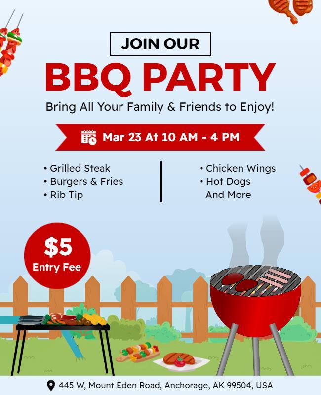 Family Bbq Party Event Flyer Template