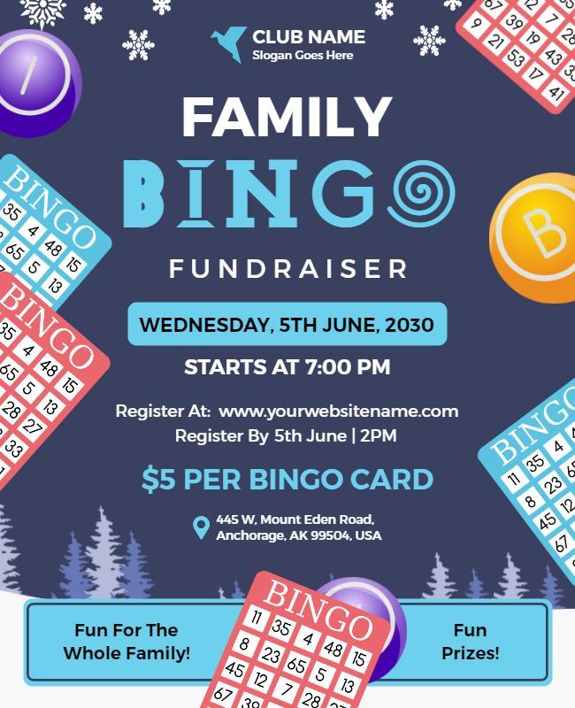 Family Bingo Fundraiser Event Flyer Template