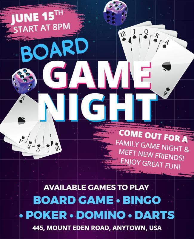 Family Board Game Night Event Flyer Template