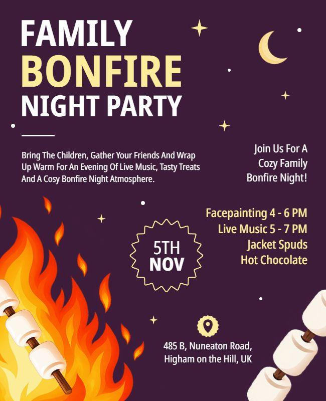 Family Bonfire Night Party Celebration Flyer Template