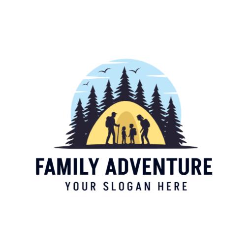 Family Camping Adventure Surrounded by Nature Logo Template