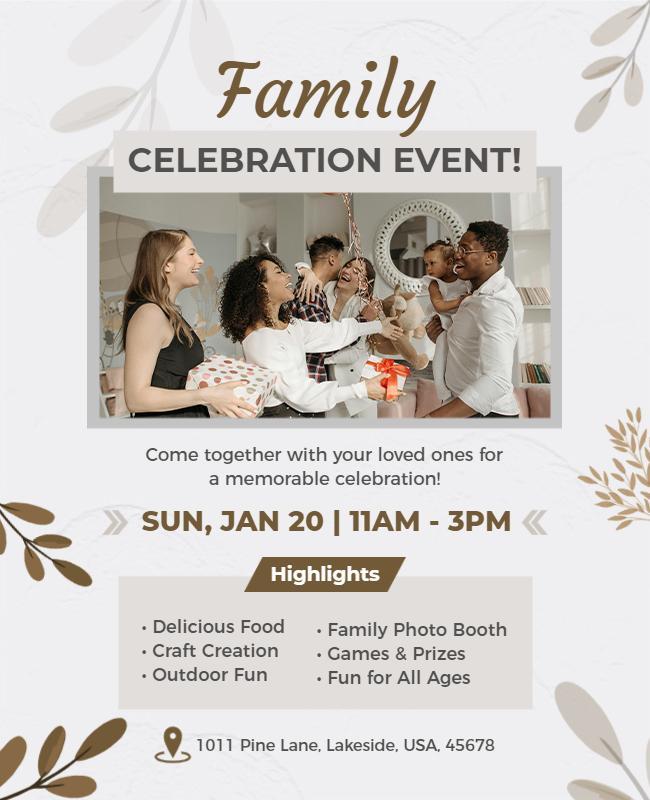 Family Celebration Event Gathering Flyer Template