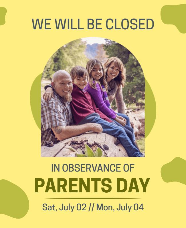 Family Celebration Parents Day Closure Flyer Template