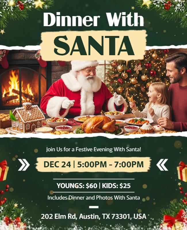 Family Christmas Dinner with Santa Flyer Template