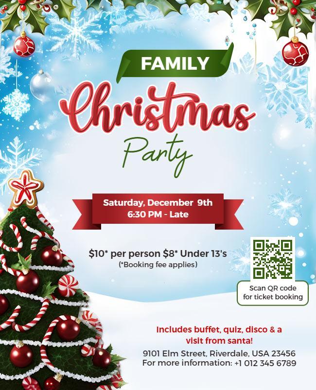 Family Christmas Party Celebration Flyer Template