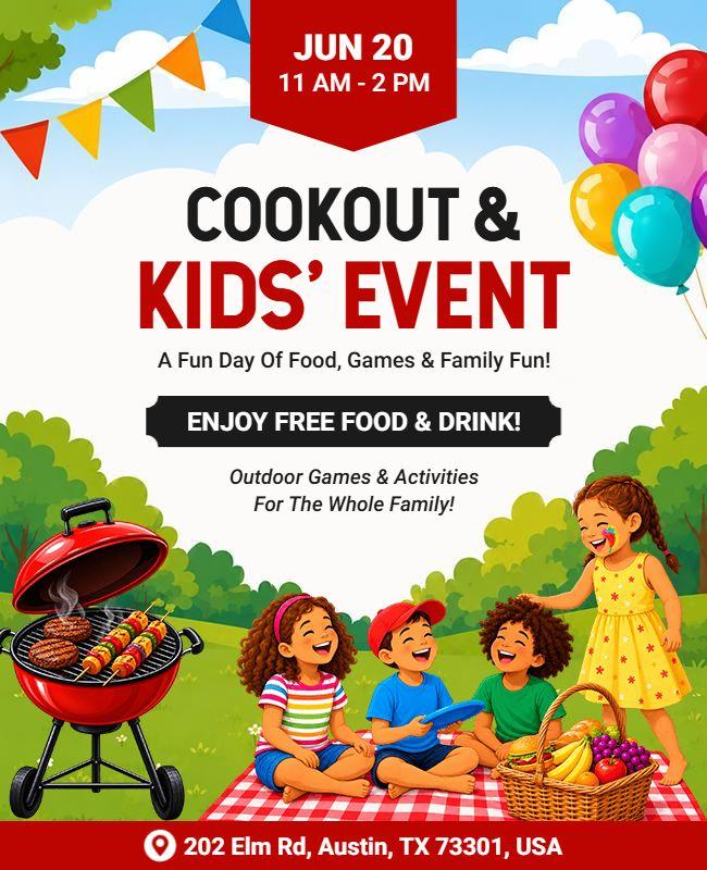 Family Cookout and Kids Activities Flyer Template