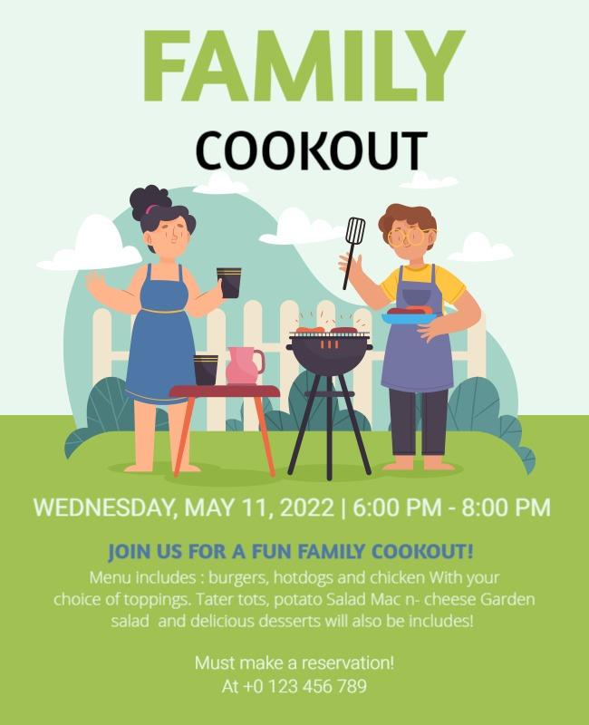 Cheerful Outdoor Family Cookout Gathering Flyer Template