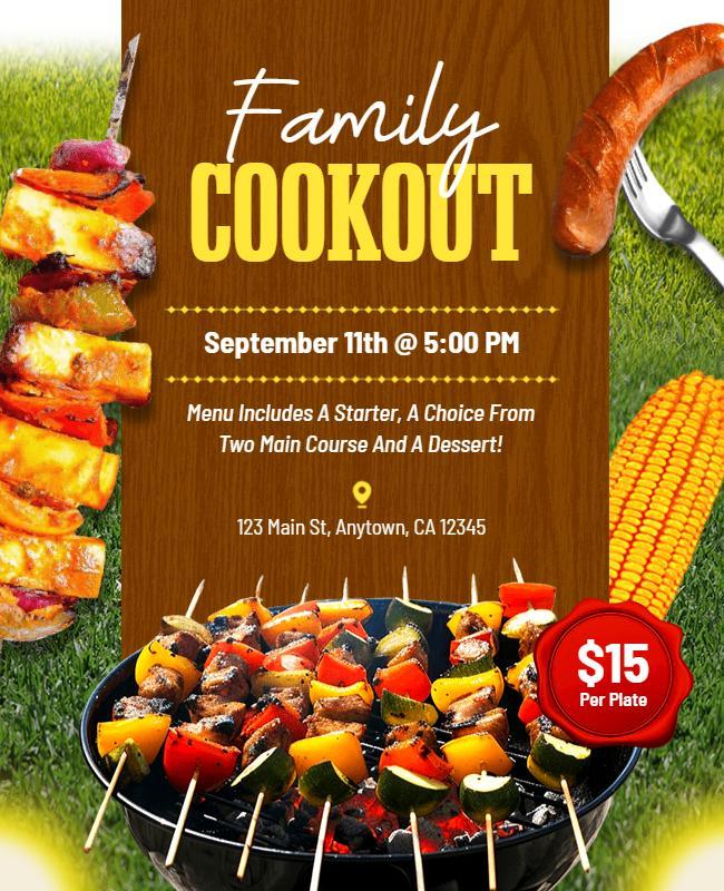 Family Cookout Outdoor Barbecue Flyer Template